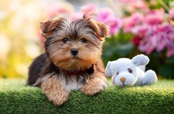 Bannière petit chien à adopter dans une prairie